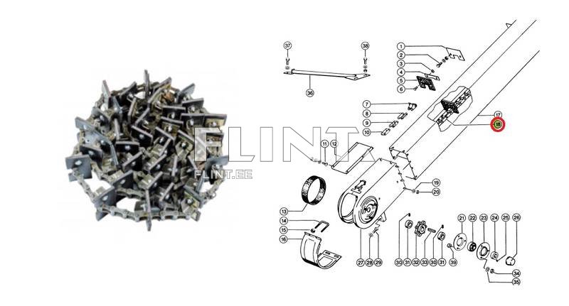 Elevaatori kett Claas 601819 (prahi) Lexion (40 laba, 6221mm) 