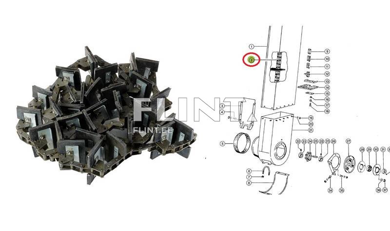 Elevaatori kett Claas 605456.2 (teraelevaator) Dominator, Mega (34 laba, 5261mm)
