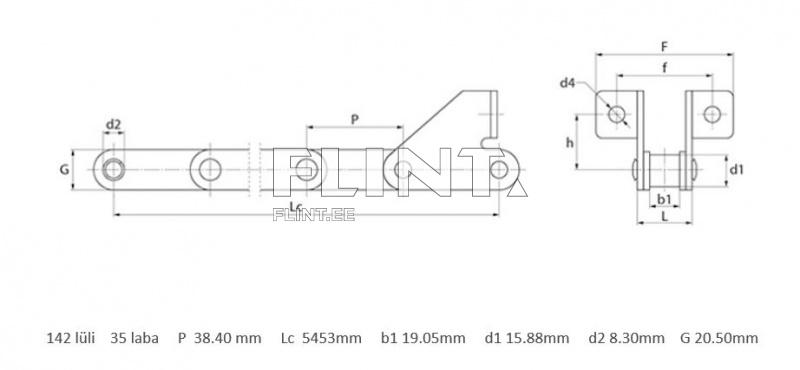 Elevator chain Claas 5556281 Tucano (35 scrapers, 5453mm)