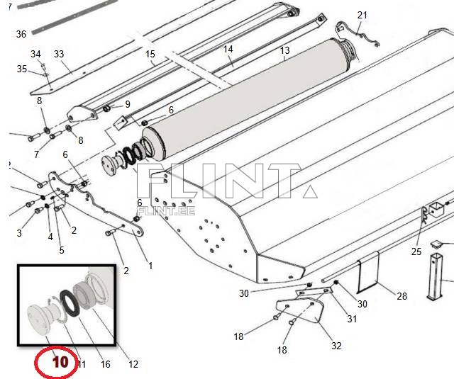 Tasandusniiduki rulli võlli ots, Peruzzo Bull (FT0512)
