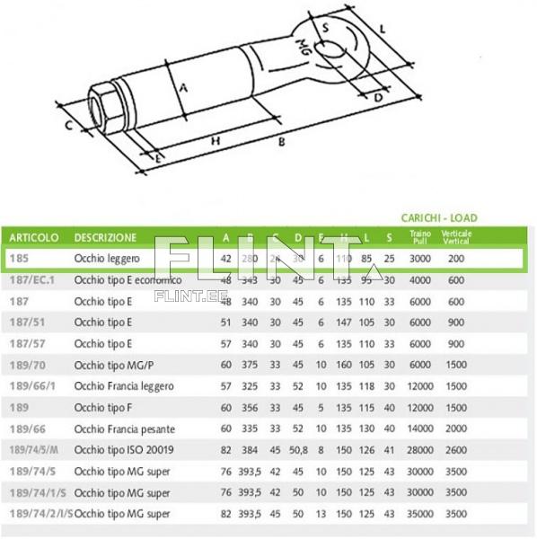 Coupling eye 2,5T (185)