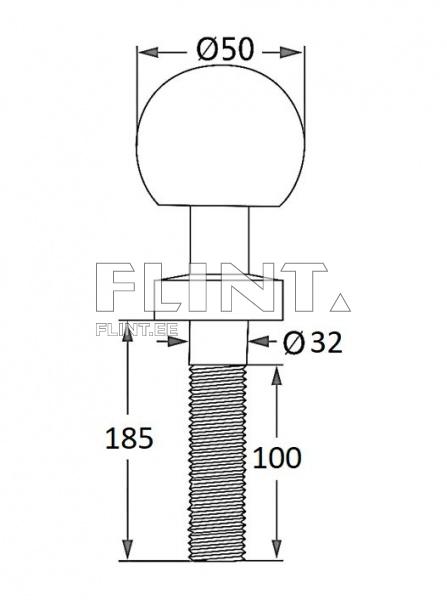 Pin 32mm with ball 50mm