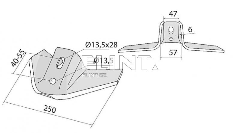 Siipiterä 250x6mm (40-55mm ts-ts) Kverneland KK193617R