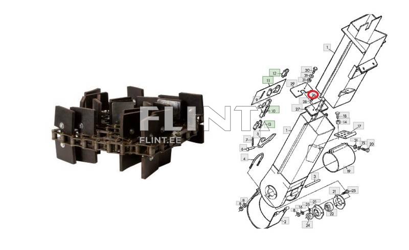 Elevaatori kett John Deere (A31410; AZ29952) tera  (44 laba, 6706mm)