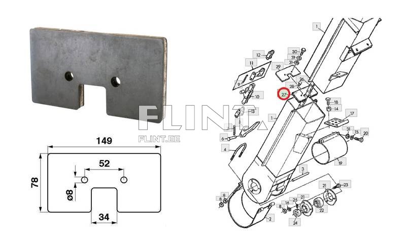 Elevaatori laba John Deere Z20781 (149x78mm)