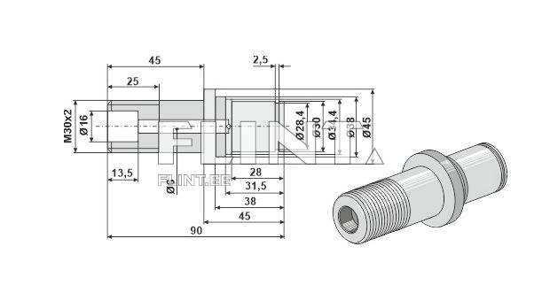 Tappiakseli Väderstad M30x2 (413929)