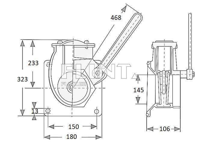 Lever gate valve with flange 6&quot; MZ (150x150mm)