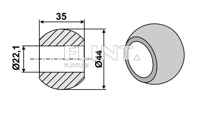 Lower link ball (Cat.1; 22,1x44mm)