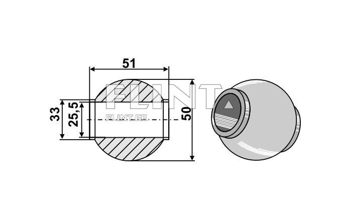 Top link ball (Cat.2; 25,5x50mm)