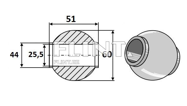 Top link ball (Cat.3/2; 25,5x60mm)