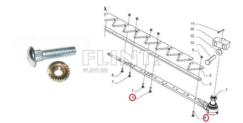 Hammaspolt+mutter M6x28mm New Holland 84429101