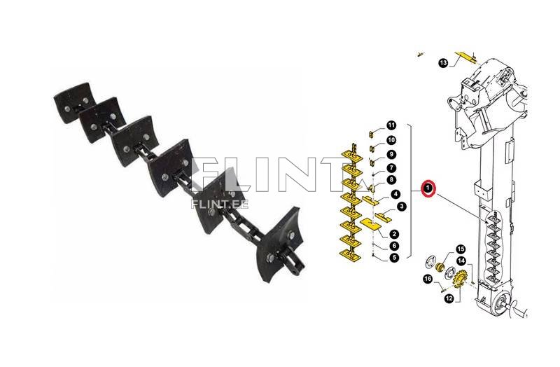 Elevaatori kett New Holland 87373433, 84437418 (tera) CR/CX (37 laba, 6127mm)