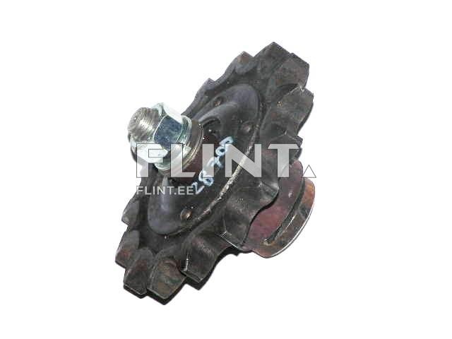 The product image displays a round mechanical component resembling a cogwheel. It features a metallic nut at its center and has black, ridged teeth on its outer edge.