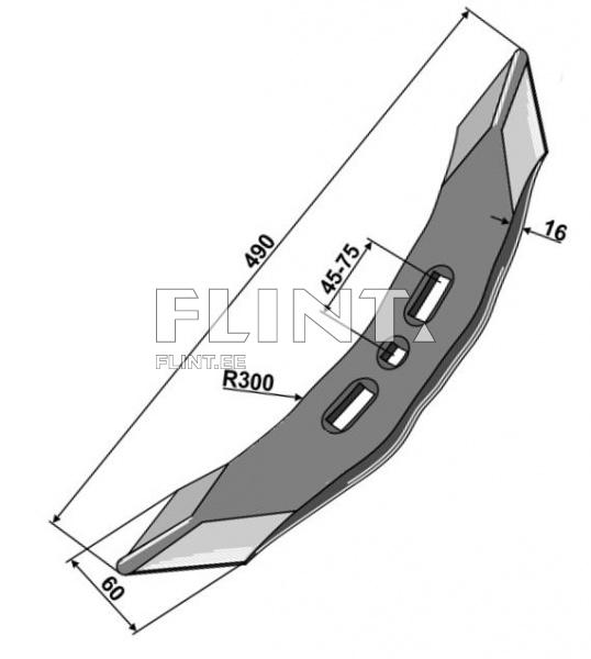 Piikin kärki Köckerling 490x60x16mm (reikä 12mm) (piikille 45-75mm)