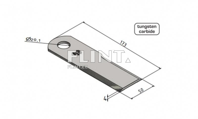 Silppurin terä CLAAS 553860 / 7368720 (173x50x4; reikä 20mm) kovapinnoitettu