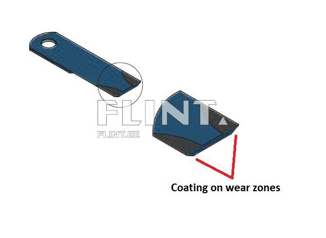 Straw chopper blade CLAAS 553860 / 7368720 (173x50x4; hole 20mm) hard coated on tip