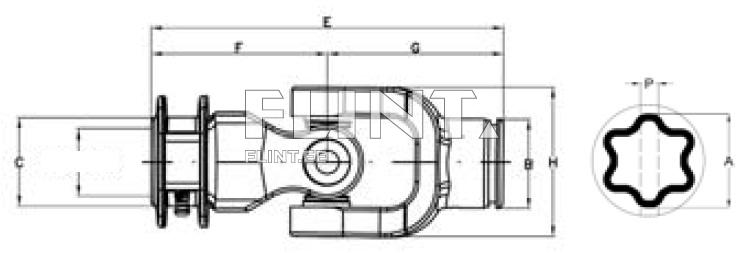 Joint z6 x star 51mm, - cross 36x89mm Joint z6 x star 51mm, - cross 36x89mm