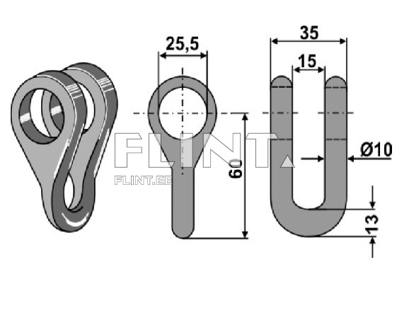 Shackle 60x35mm; hole 25,5mm