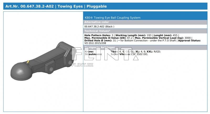 Towing eye ball coupling Scharmüller 00.647.38.2 K80® (holes 31mm)