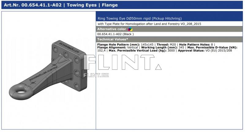 Towing eye Scharmueller 00.654.41.1 (145x145) eye 50mm