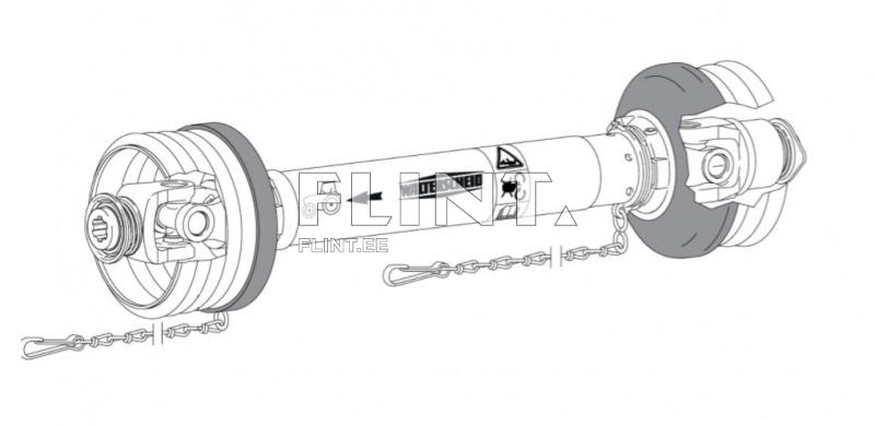 PTO shaft z6 quick disconnect x z 6 lock free wheel L-1000mm Walterscheid W2400 (lemon) 