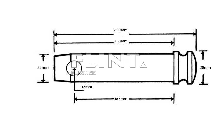 Työntövarren tappi Cat.1 (22x182x200mm)