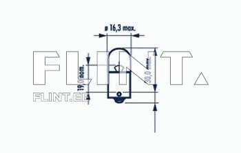 The image shows a diagram of a lock. The height of the lock is 30 mm and the width is 19 mm. The maximum diameter of the cylinder is 16.3 mm.