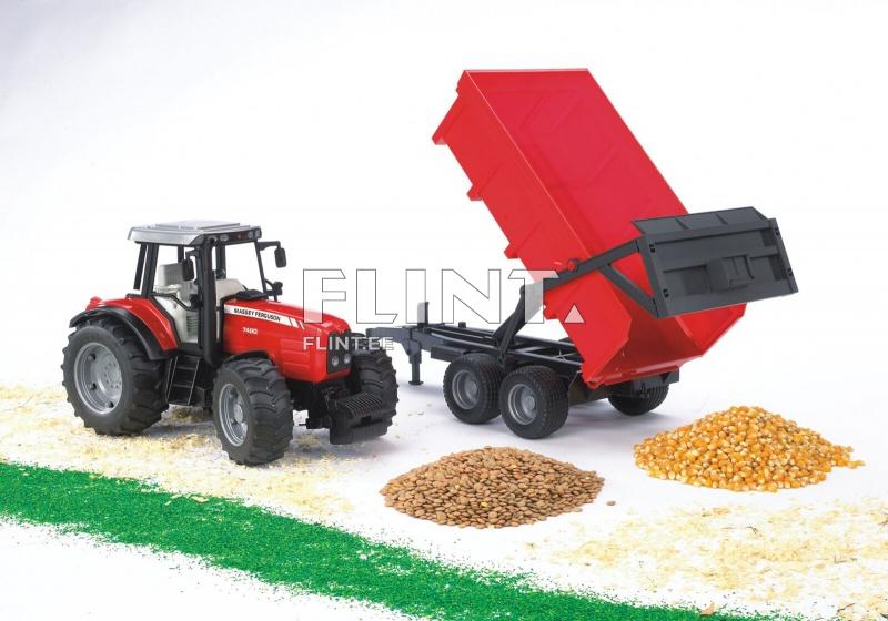 Traktori Massey Ferguson 7480 (67x16,5x17,5cm) + perävaunu Bruder