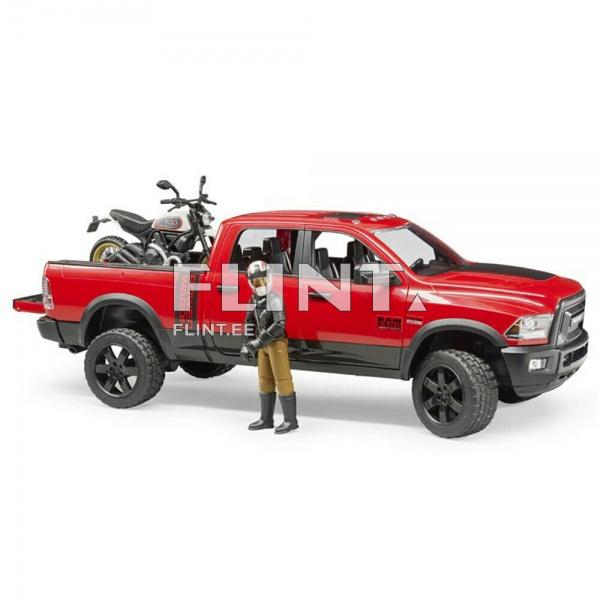 Dodge RAM 2500 lava-auto (40x17x15cm) + moottoripyörä Scrambler Ducati Bruder Dodge RAM 2500 lava-auto (40x17x15cm) + moottoripyörä Scrambler Ducati Bruder