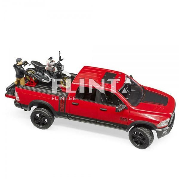 Dodge RAM 2500 lava-auto (40x17x15cm) + moottoripyörä Scrambler Ducati Bruder Dodge RAM 2500 lava-auto (40x17x15cm) + moottoripyörä Scrambler Ducati Bruder