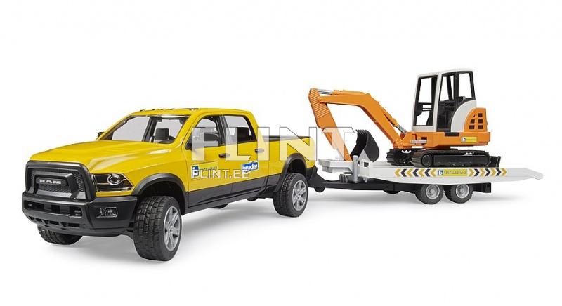 Dodge RAM 2500 (40x17x15cm) + perävaunu kaivinkonella Bruder Dodge RAM 2500 (40x17x15cm) + perävaunu kaivinkonella Bruder