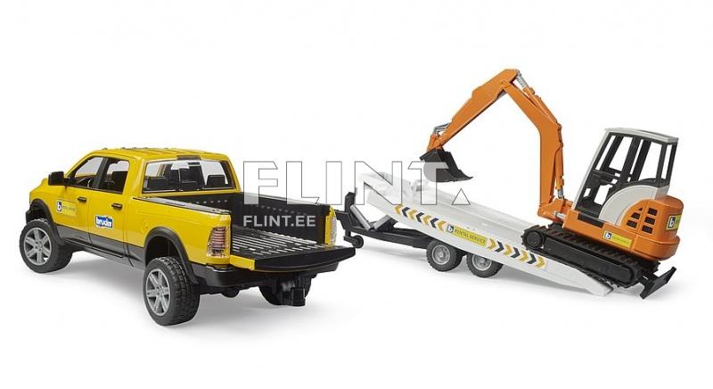 Dodge RAM 2500 (40x17x15cm) + perävaunu kaivinkonella Bruder Dodge RAM 2500 (40x17x15cm) + perävaunu kaivinkonella Bruder
