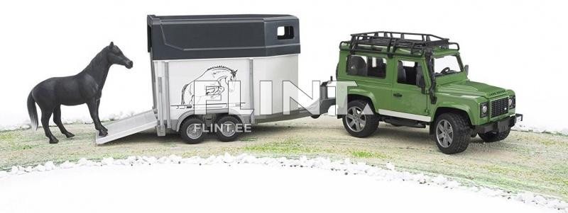 Land Rover Defender (61,5x14x18,5cm) + hevostraileri + hevonen Bruder Land Rover Defender (61,5x14x18,5cm) + hevostraileri + hevonen Bruder