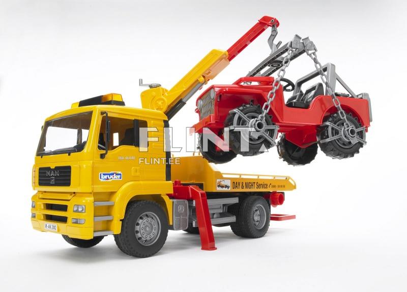 Hinausauto MAN TGA (49,5x18,5x25,5cm) + Jeep Bruder Hinausauto MAN TGA (49,5x18,5x25,5cm) + Jeep Bruder