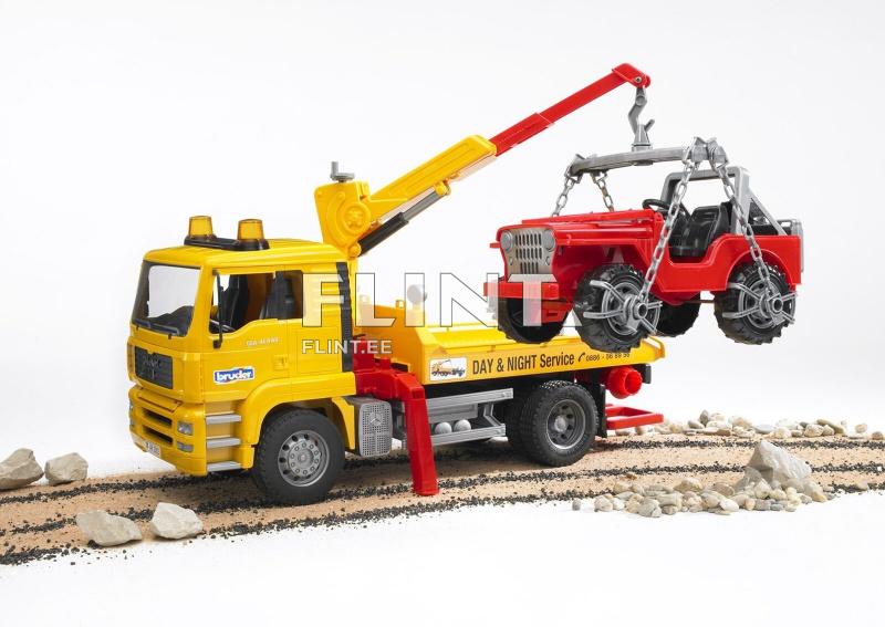 Hinausauto MAN TGA (49,5x18,5x25,5cm) + Jeep Bruder Hinausauto MAN TGA (49,5x18,5x25,5cm) + Jeep Bruder