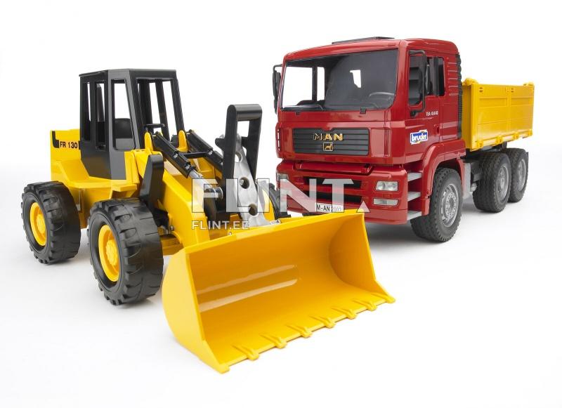 Kuorma-auto MAN TGA (41,5x17,5x21,5cm) + pyöräkuormaaja FR130 (40x15,3x18,2cm) Bruder Kuorma-auto MAN TGA (41,5x17,5x21,5cm) + pyöräkuormaaja FR130 (40x15,3x18,2cm) Bruder