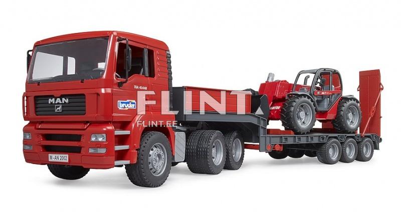 Lavettiauto MAN TGA (86x18x24cm) + Manitou MLT 633 (43x17x15cm) Bruder Lavettiauto MAN TGA (86x18x24cm) + Manitou MLT 633 (43x17x15cm) Bruder
