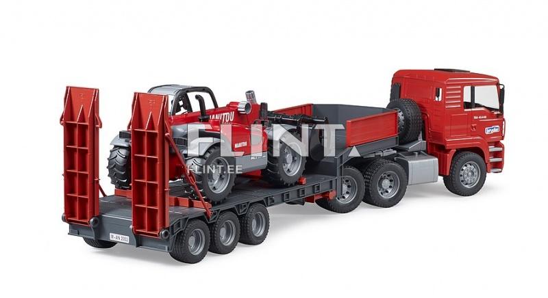 Lavettiauto MAN TGA (86x18x24cm) + Manitou MLT 633 (43x17x15cm) Bruder Lavettiauto MAN TGA (86x18x24cm) + Manitou MLT 633 (43x17x15cm) Bruder