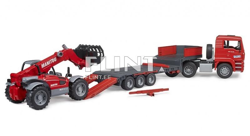 Lavettiauto MAN TGA (86x18x24cm) + Manitou MLT 633 (43x17x15cm) Bruder Lavettiauto MAN TGA (86x18x24cm) + Manitou MLT 633 (43x17x15cm) Bruder