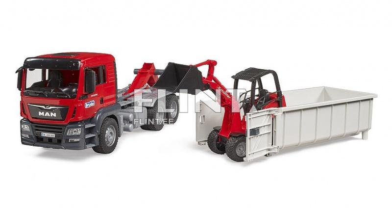 Multilift kuorma-auto MAN TGS (54,5x18,5x21,3cm) + Schäffer kuormaaja Bruder Multilift kuorma-auto MAN TGS (54,5x18,5x21,3cm) + Schäffer kuormaaja Bruder