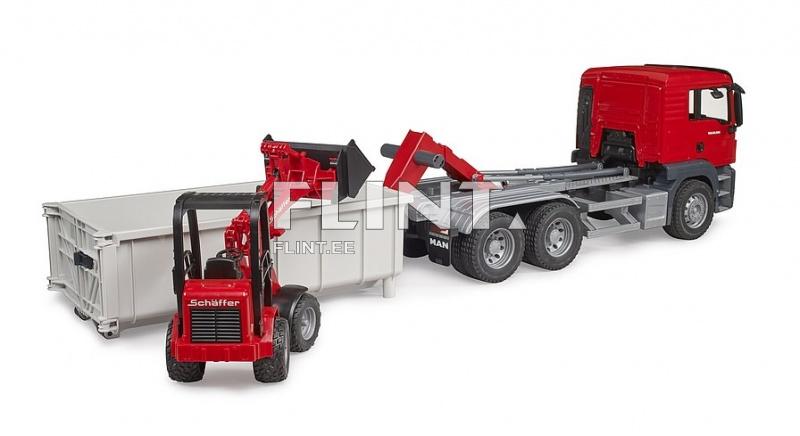 Multilift kuorma-auto MAN TGS (54,5x18,5x21,3cm) + Schäffer kuormaaja Bruder Multilift kuorma-auto MAN TGS (54,5x18,5x21,3cm) + Schäffer kuormaaja Bruder