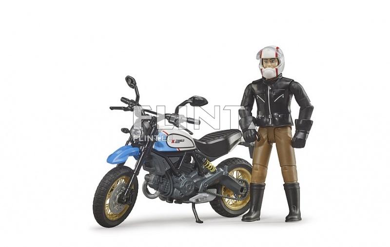 Moottoripyörä Scrambler Ducati Desert Sled ja kuljettaja (14,5x6,5x8,5cm) Bruder
