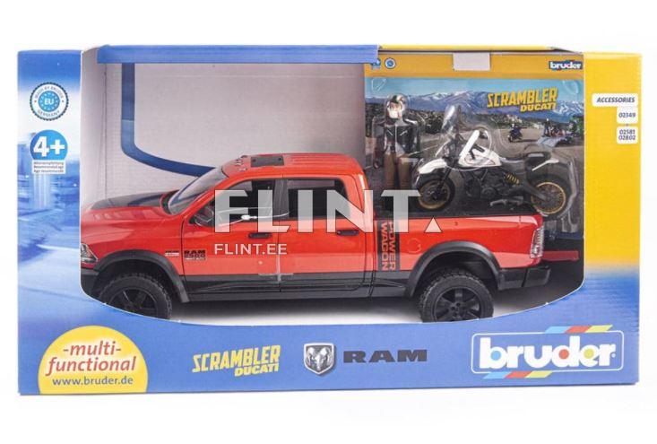 Dodge RAM 2500 lava-auto (40x17x15cm) + moottoripyörä Scrambler Ducati Bruder