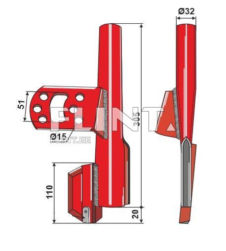 Seed coulter (left, long slot, universal for HC, RD899-) Väderstad 432116