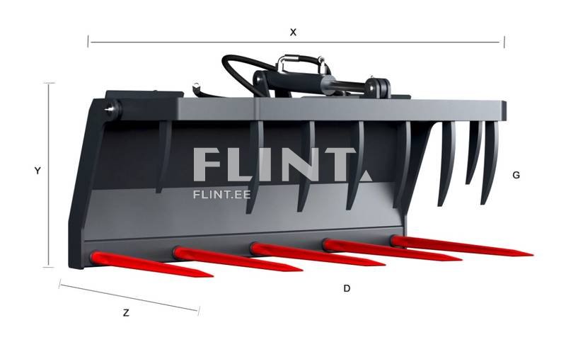 Bucket with hydraulic grab (with spikes) 1,3m - 0,46m3 Volant