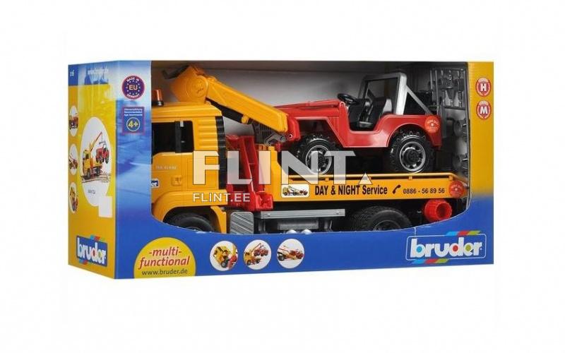 Hinausauto MAN TGA (49,5x18,5x25,5cm) + Jeep Bruder