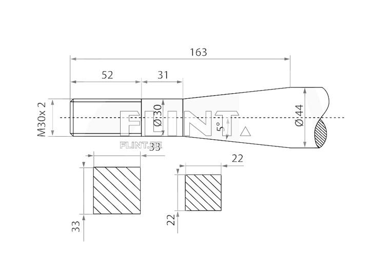 Piikki suora 1000mm, M30x2 (Bressel) Piikki suora 1000mm, M30x2 (Bressel)