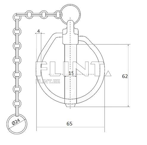 Linch pin with chain 15mm
