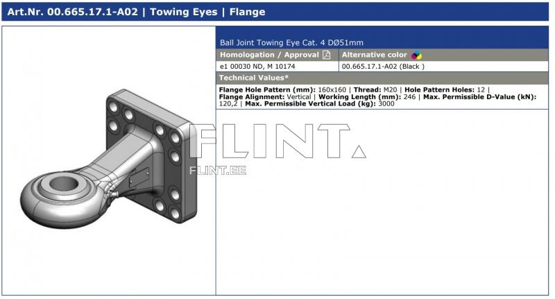 Towing eye Scharmueller 00.665.17.1 Cat.4 (160x160) eye 51mm