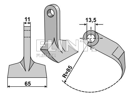 Vasaraterä Peruzzo (65x10mm; R85; reikä 13mm) (Koala, Fox Cross) 05030030